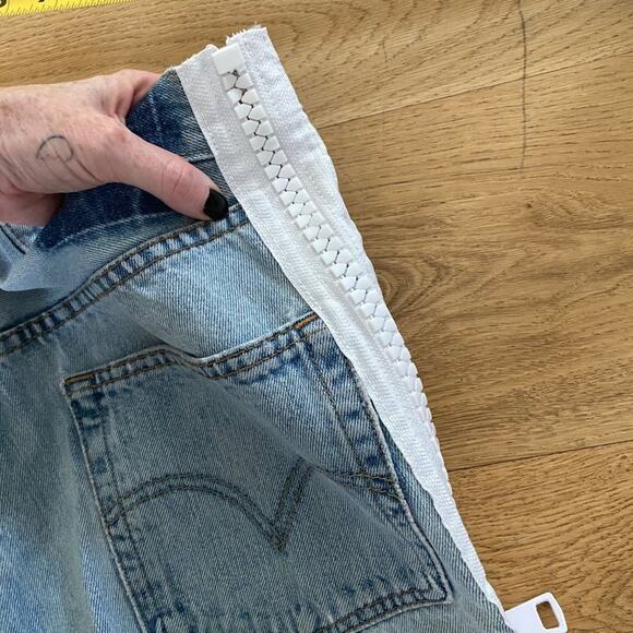 Furst Of A Kind - Distressed High Waist Shorts with White Zipper Side Panels - Picture 5 of 5